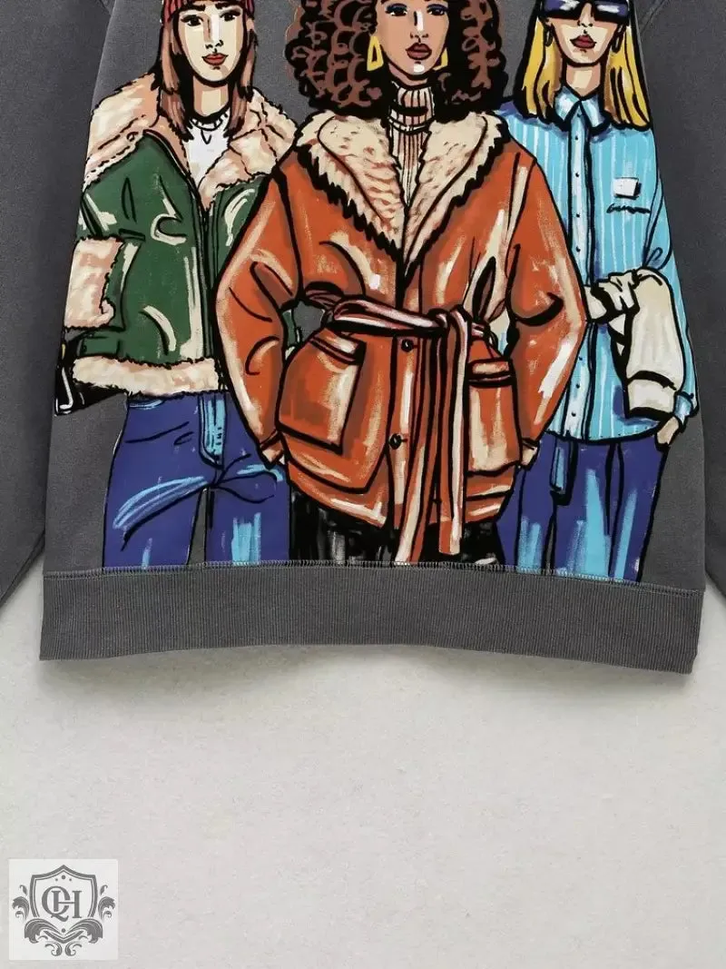 Girl Print Graphic Sweater