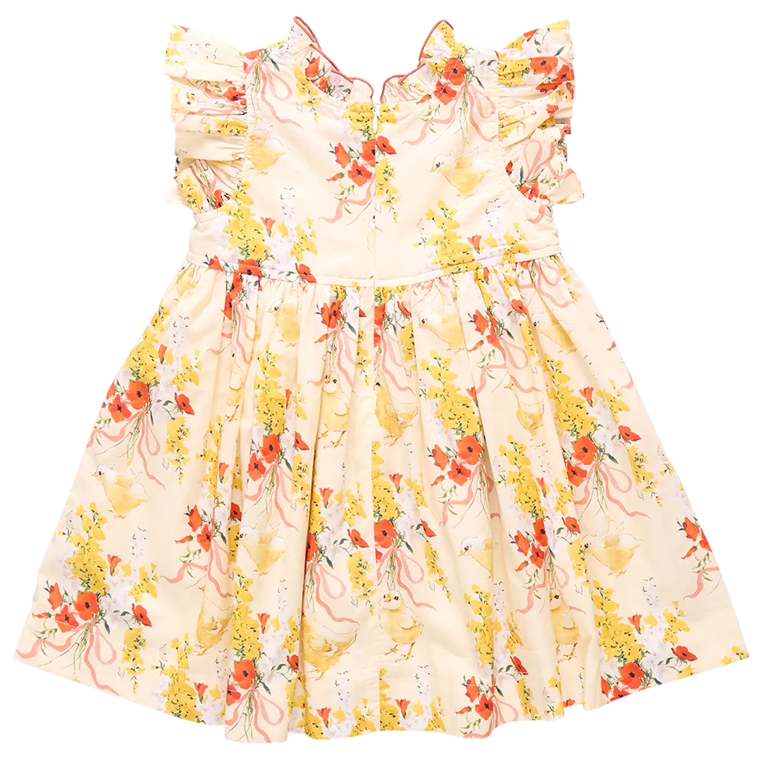 Girls Jennifer Dress - Yellow Chicks