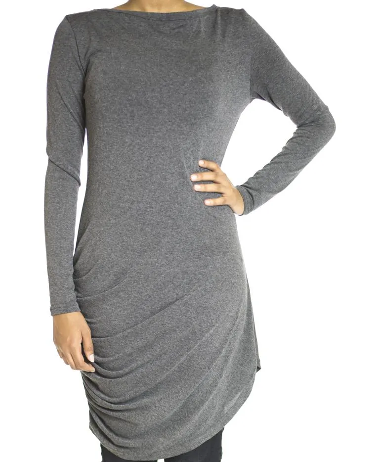 Gray TWIST DRAPE TOP