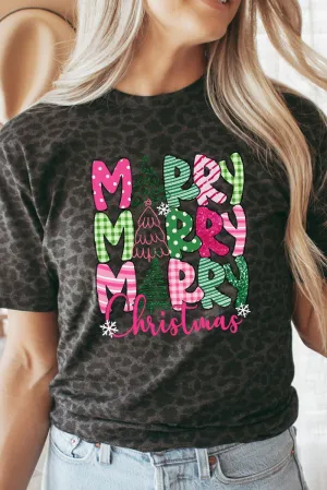 Green And Pink Merry Christmas Fine Jersey Tee