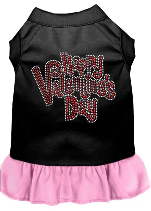 Happy Valentines Day Rhinestone Dress Black With Light Pink Sm