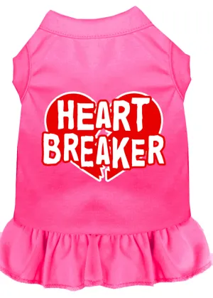 Heart Breaker Screen Print Dress Bright Pink Xxxl
