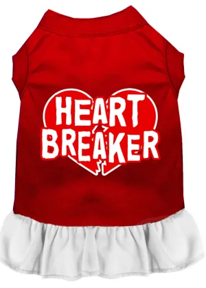 Heart Breaker Screen Print Dress Red With White Xl
