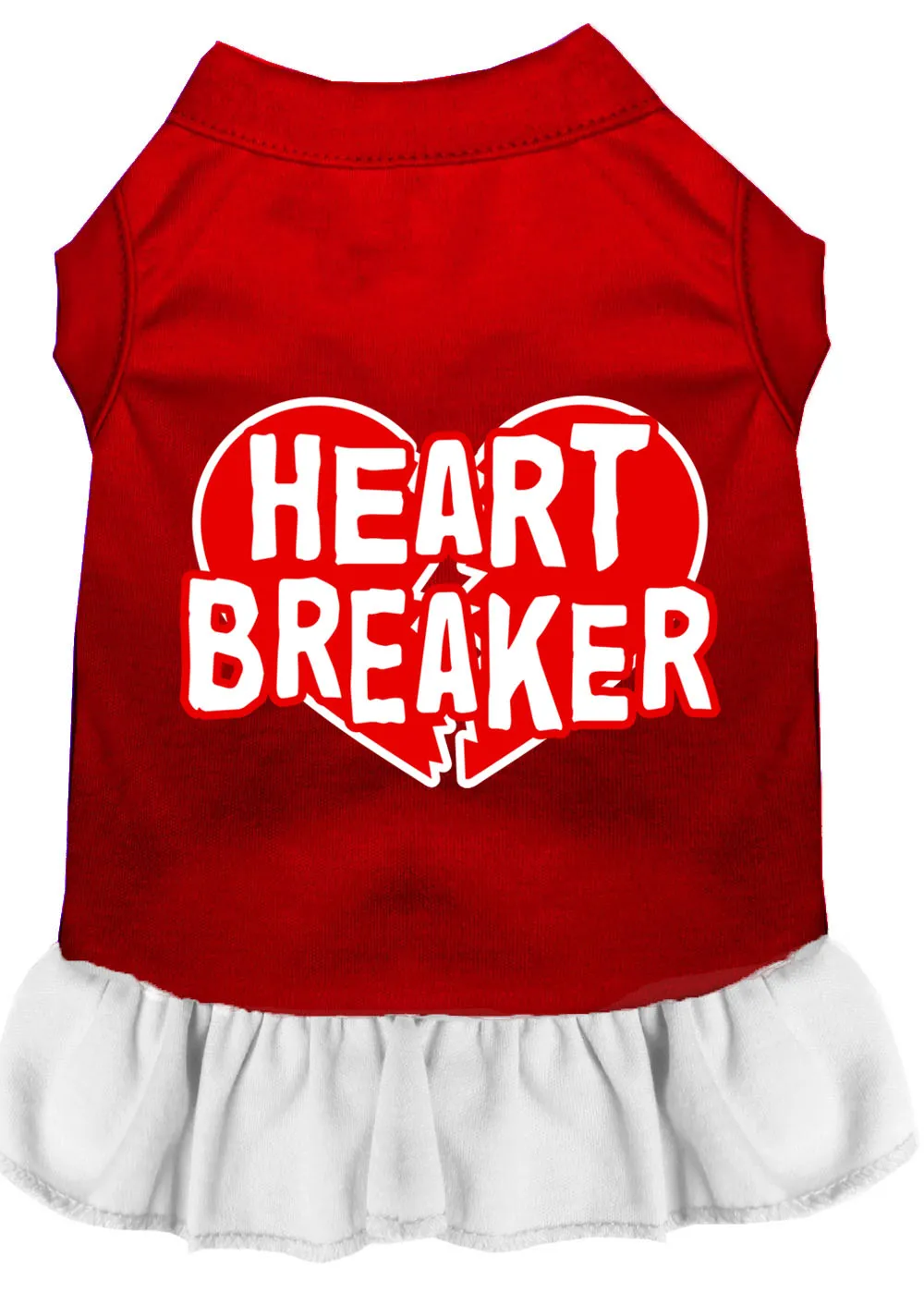 Heart Breaker Screen Print Dress Red With White Xl