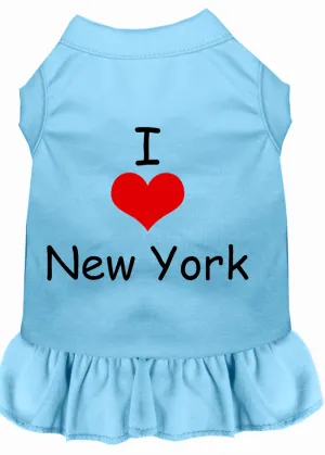 I Heart New York Screen Print Dress Baby Blue Lg