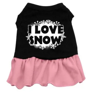I Love Snow Screen Print Dress Black with Pink Sm (10)
