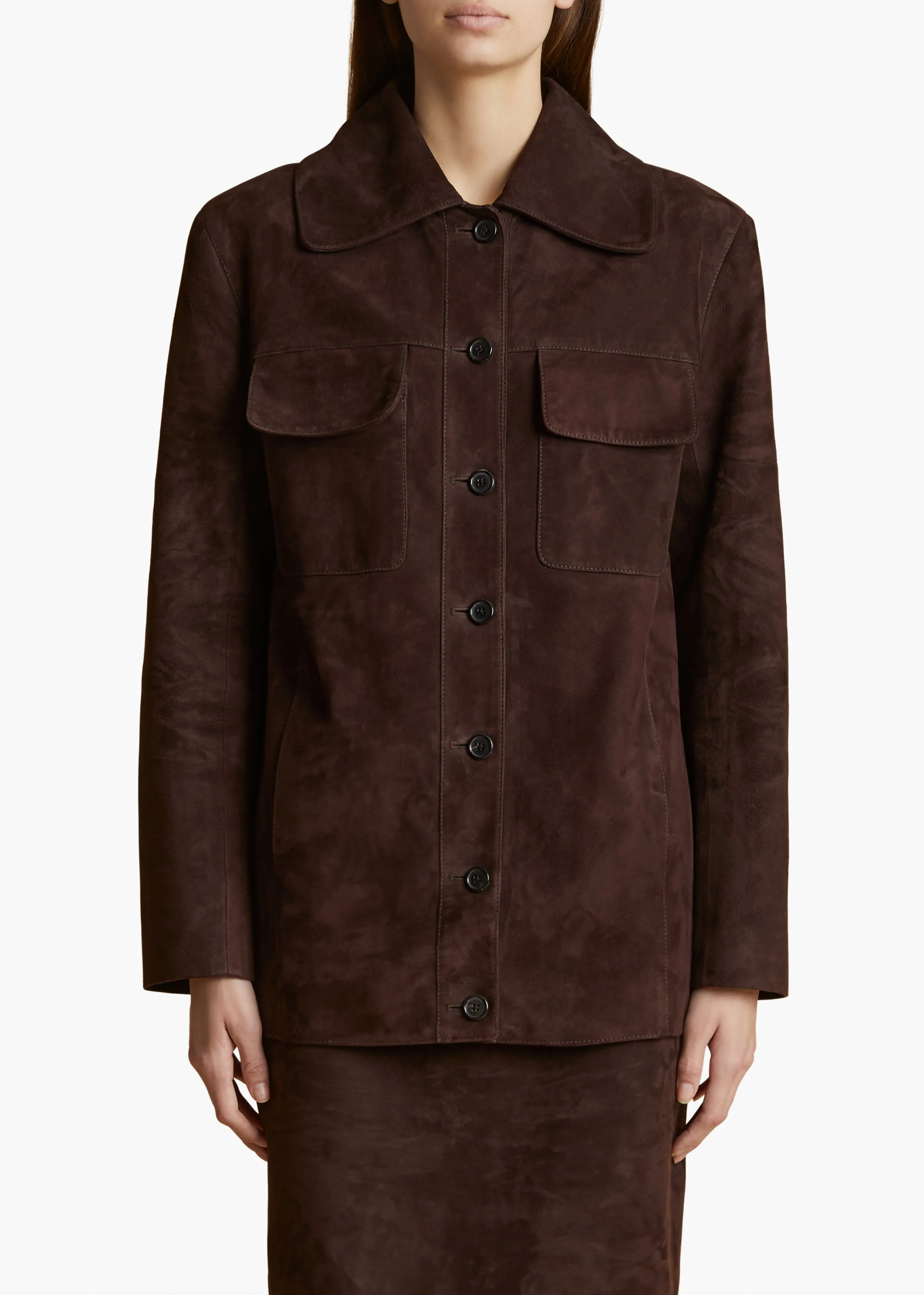 Iana Jacket in Dark Brown Suede