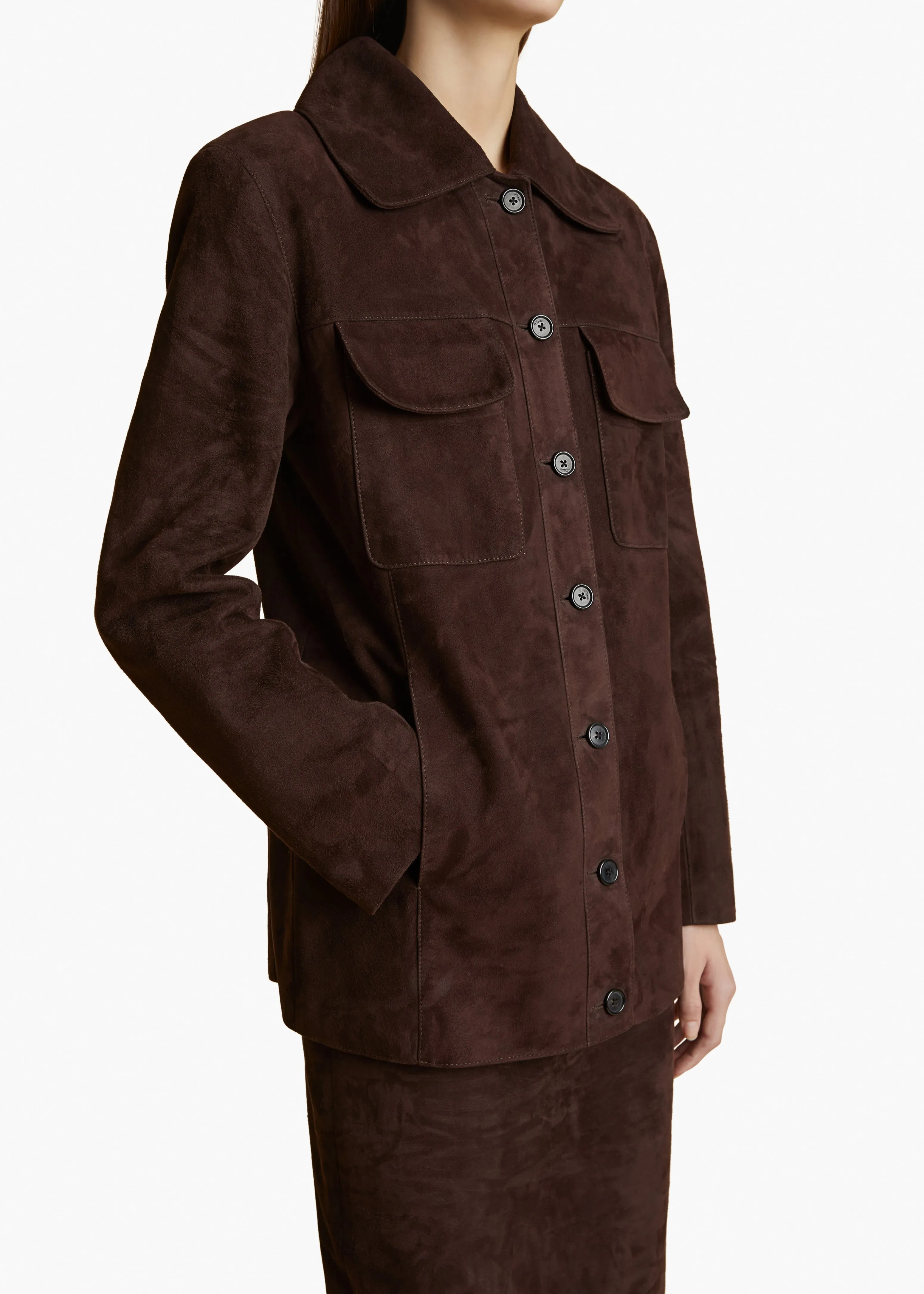 Iana Jacket in Dark Brown Suede