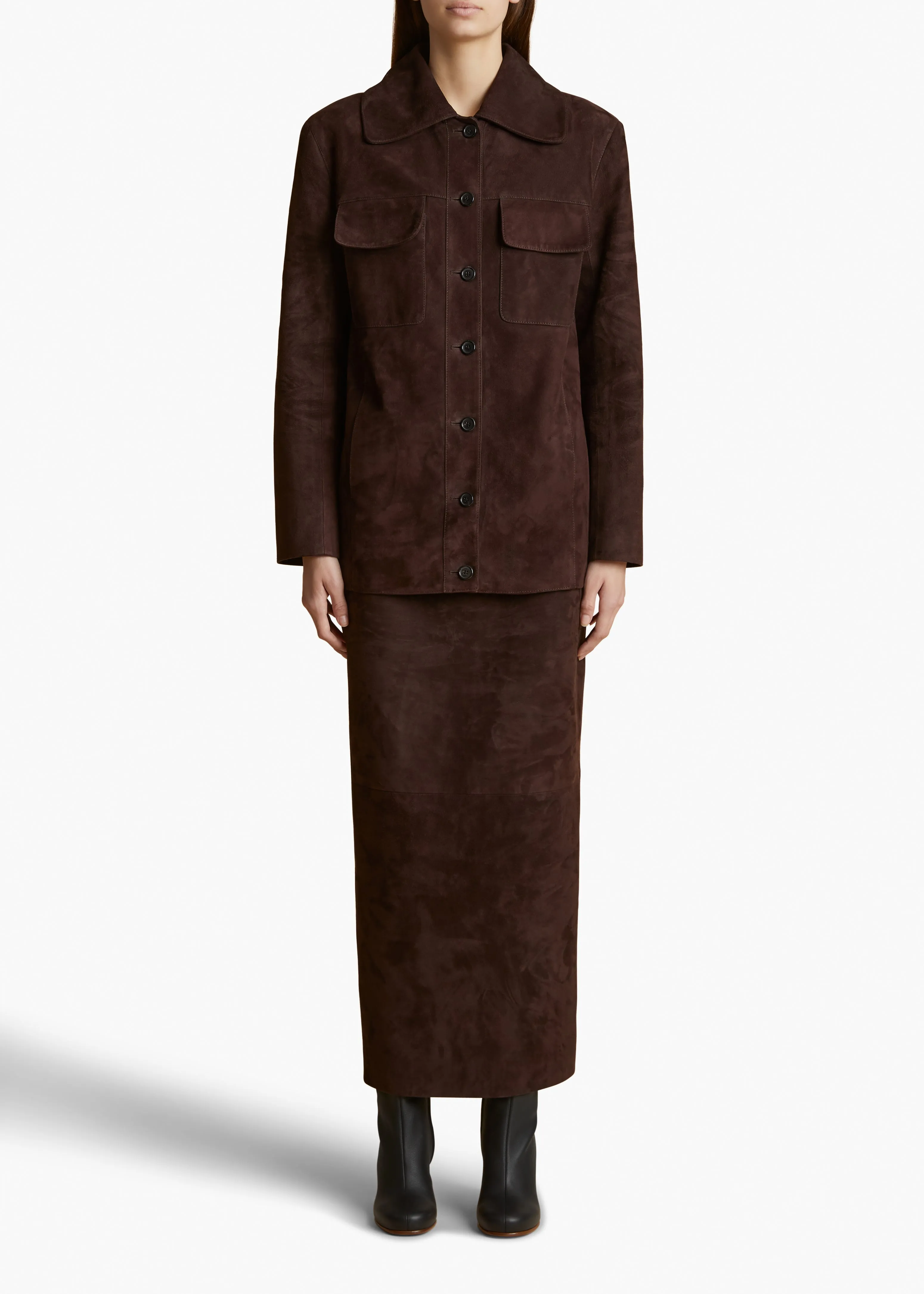 Iana Jacket in Dark Brown Suede