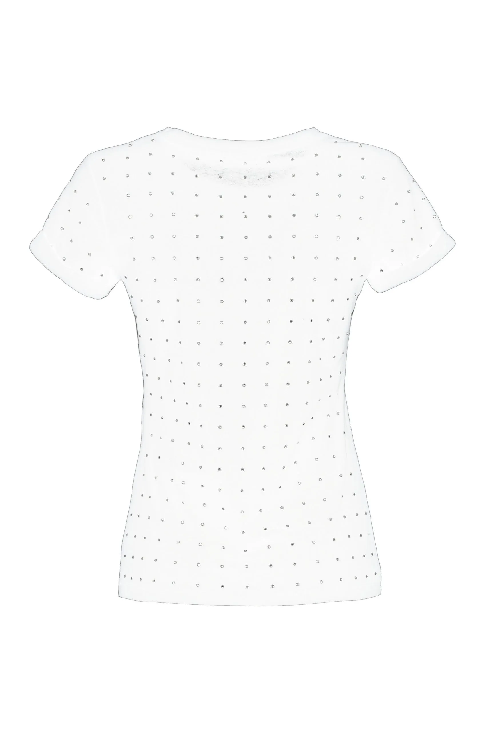 Imperfect Chic White Cotton Tee with Brass Accents