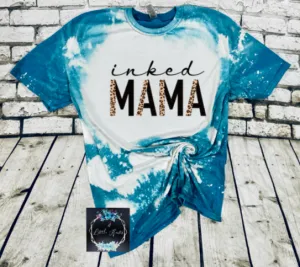 inked mama leopard print bleached tie dye tee