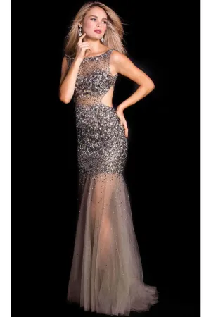 Jovani 26202 - Floral V Neck A line Dress