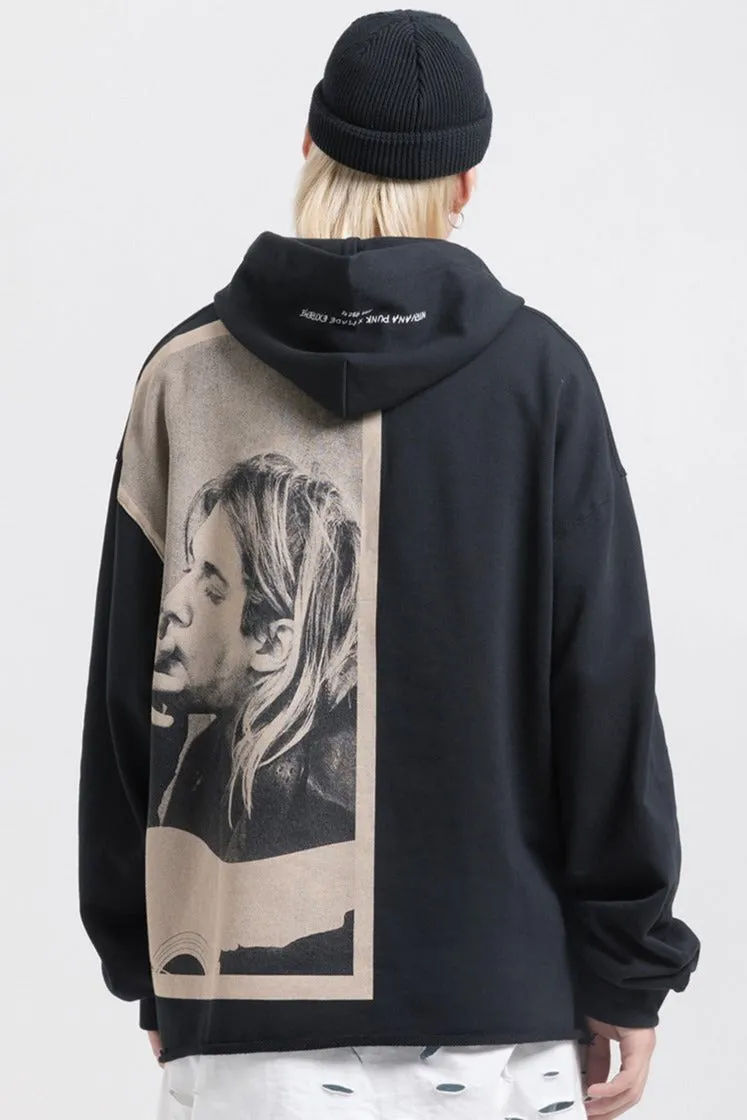 Kurt Cobain Tribute Oversized Cotton Hoodie