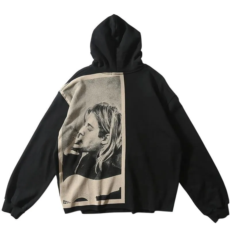 Kurt Cobain Tribute Oversized Cotton Hoodie
