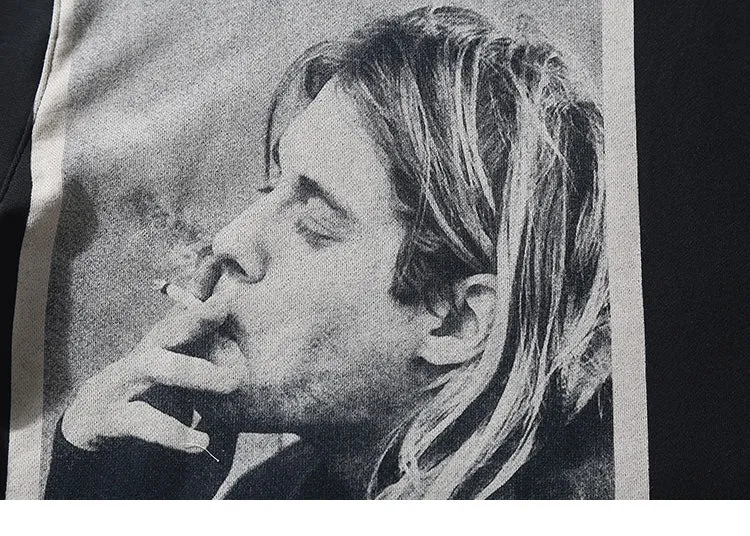 Kurt Cobain Tribute Oversized Cotton Hoodie