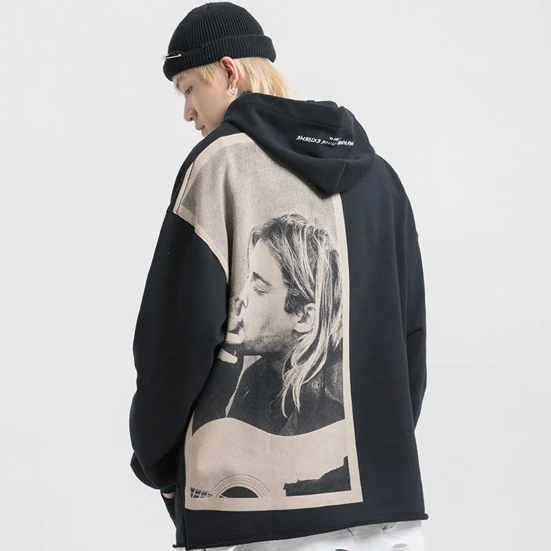 Kurt Cobain Tribute Oversized Cotton Hoodie