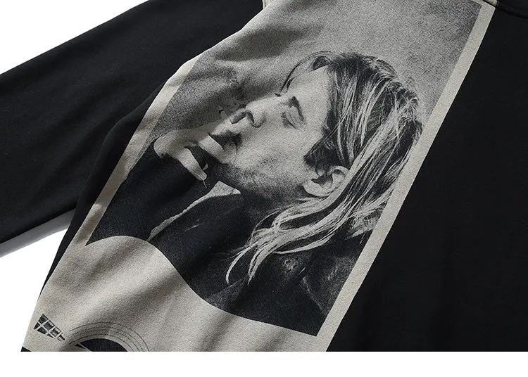 Kurt Cobain Tribute Oversized Cotton Hoodie