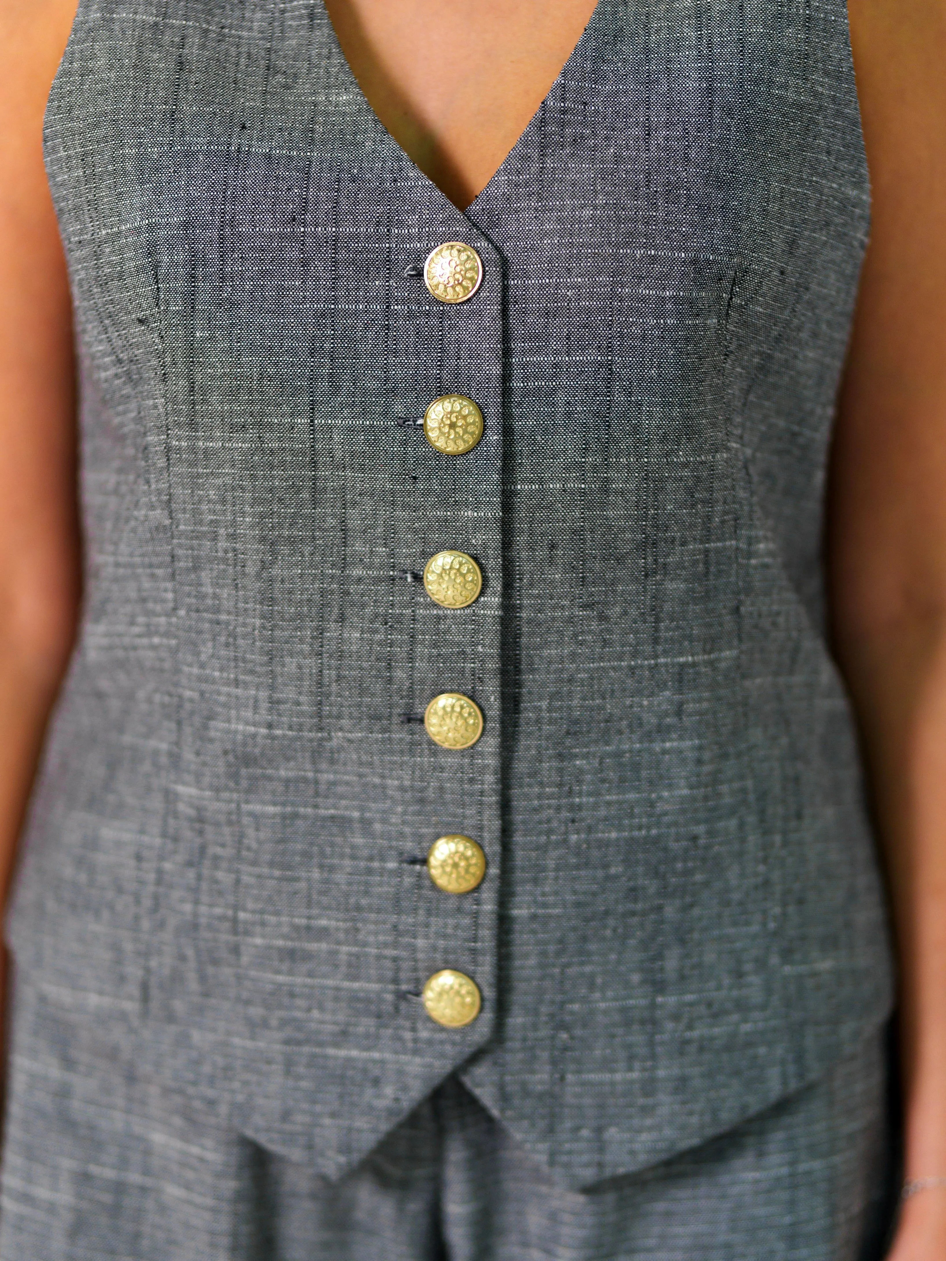 LINEN PANTS & RELAXED WAISTCOAT CO-ORD - CHARCOAL