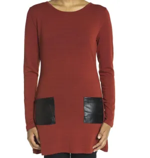 marsala Leather Pockets top