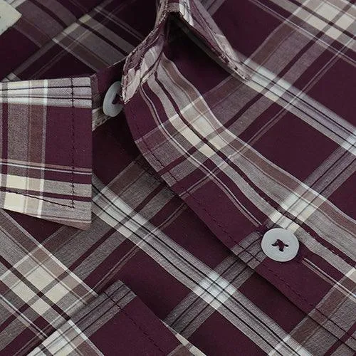 Men's 100% Cotton Tartan Checkered Full Sleeves Shirt (Rust)
