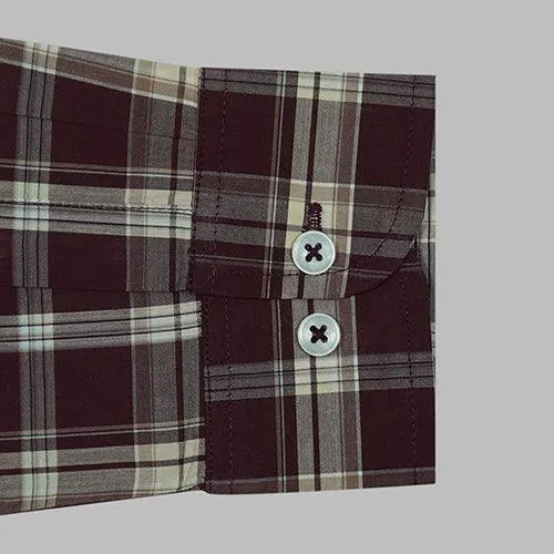 Men's 100% Cotton Tartan Checkered Full Sleeves Shirt (Rust)