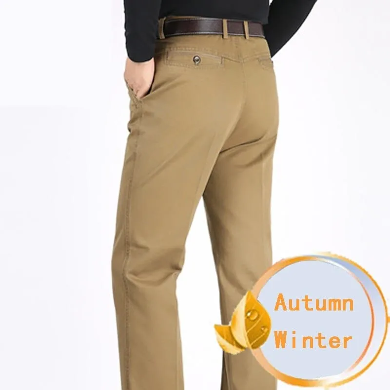 Men's Casual Cotton Loose high waist  Fashion Business Pants For Men Plus Size