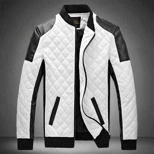 Mens Leather Classic Motorcycle Bike Jacket