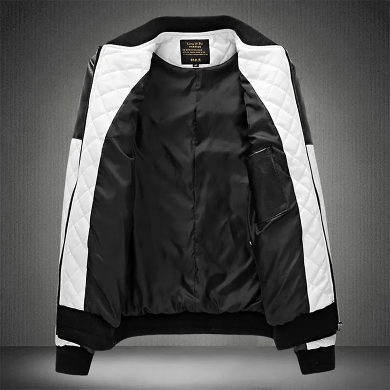 Mens Leather Classic Motorcycle Bike Jacket