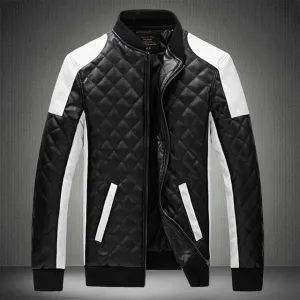 Mens Leather Classic Motorcycle Bike Jacket