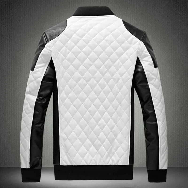 Mens Leather Classic Motorcycle Bike Jacket