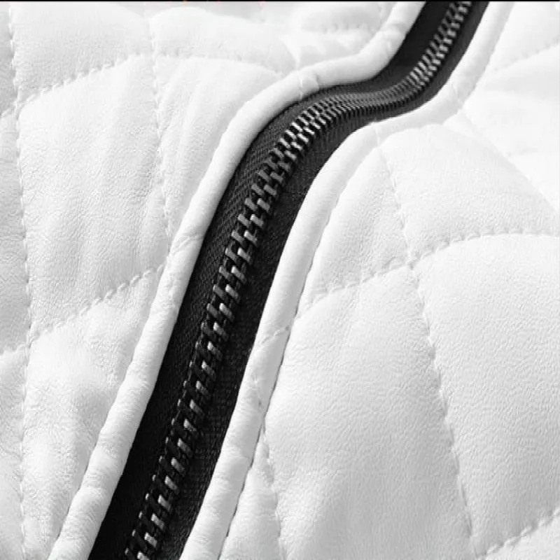Mens Leather Classic Motorcycle Bike Jacket