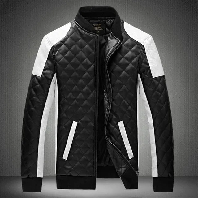 Mens Leather Classic Motorcycle Bike Jacket