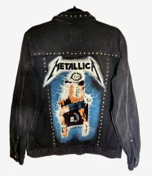 Mens studded black denim Metal jacket- size MEDIUM CLEARANCE!!