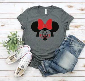 Minnie Mouse Adult T Shirt - Grandma Reading Glasses T Shirt