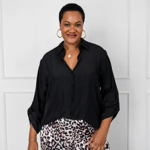 Naomi relaxed technical shirt - black