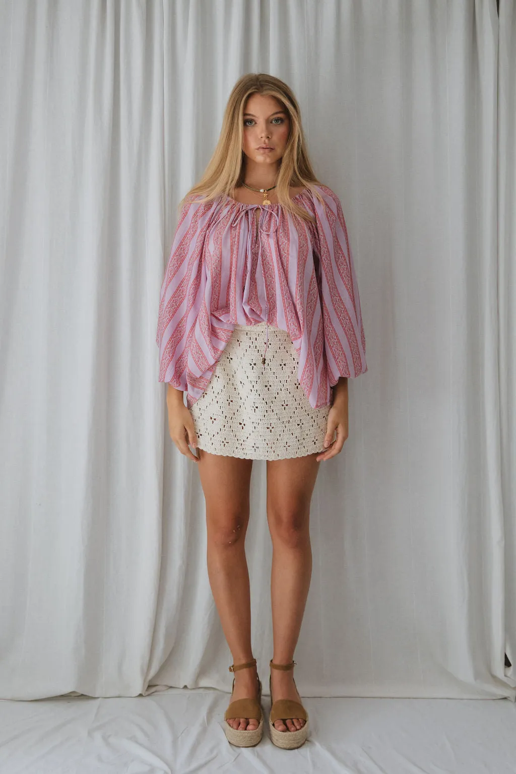 Nellie Crochet Skirt- Powder