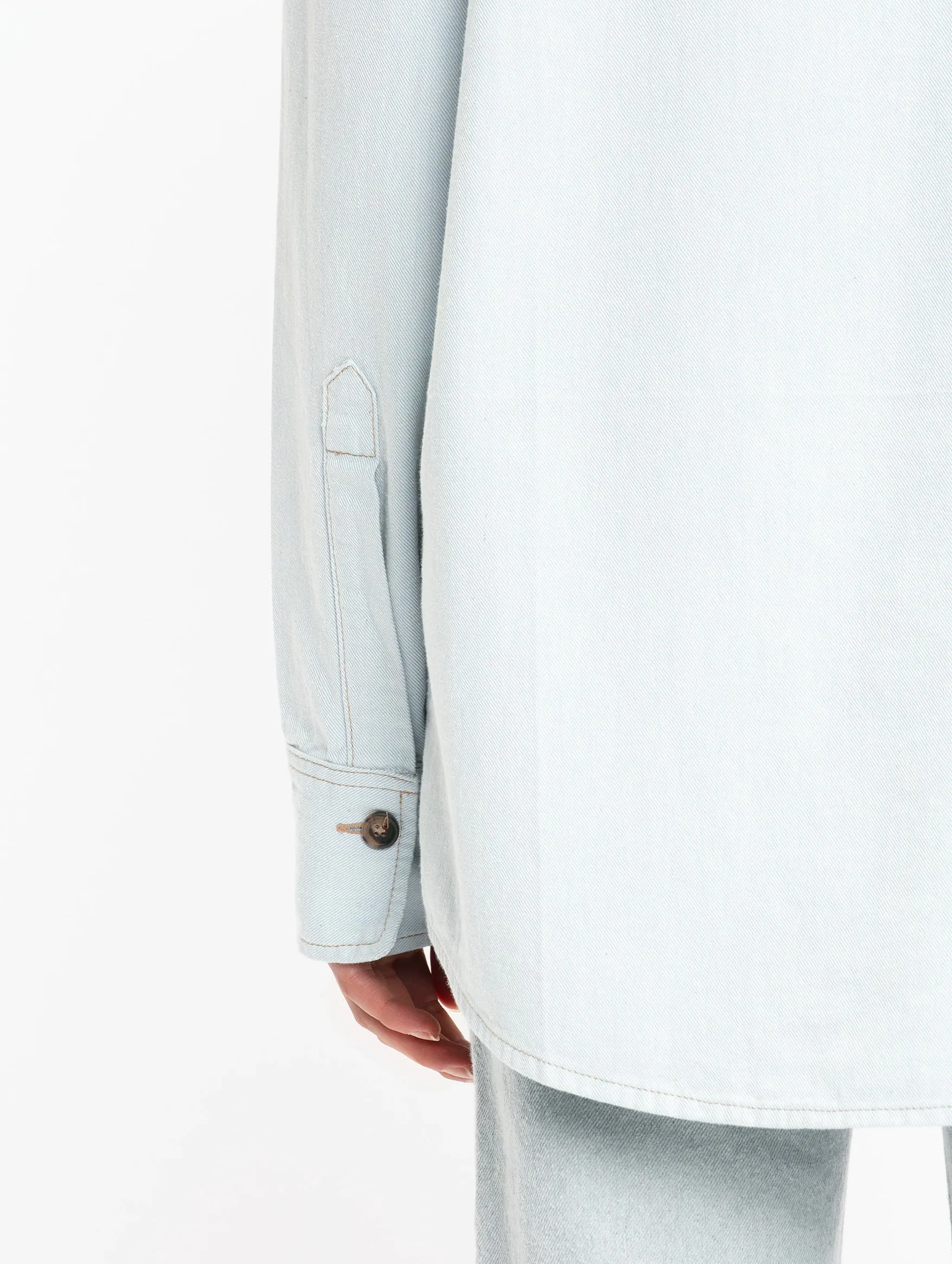 Oversized Mens Denim Shirt in Light Azul