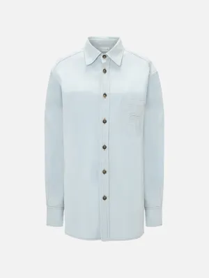 Oversized Mens Denim Shirt in Light Azul