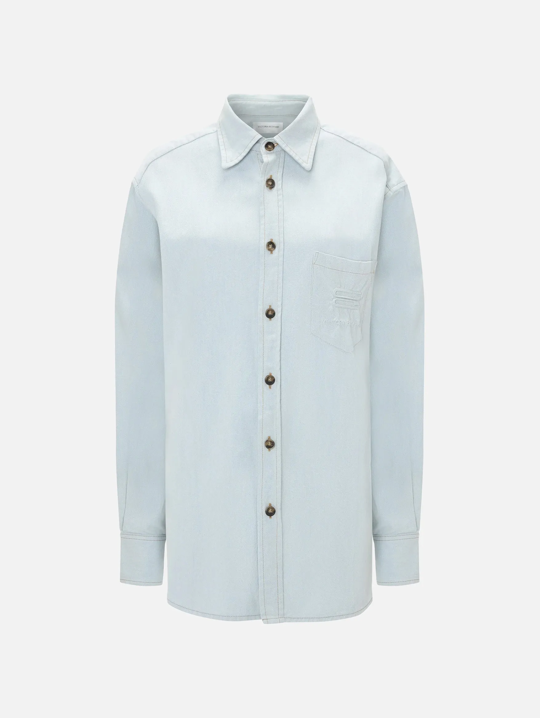 Oversized Mens Denim Shirt in Light Azul