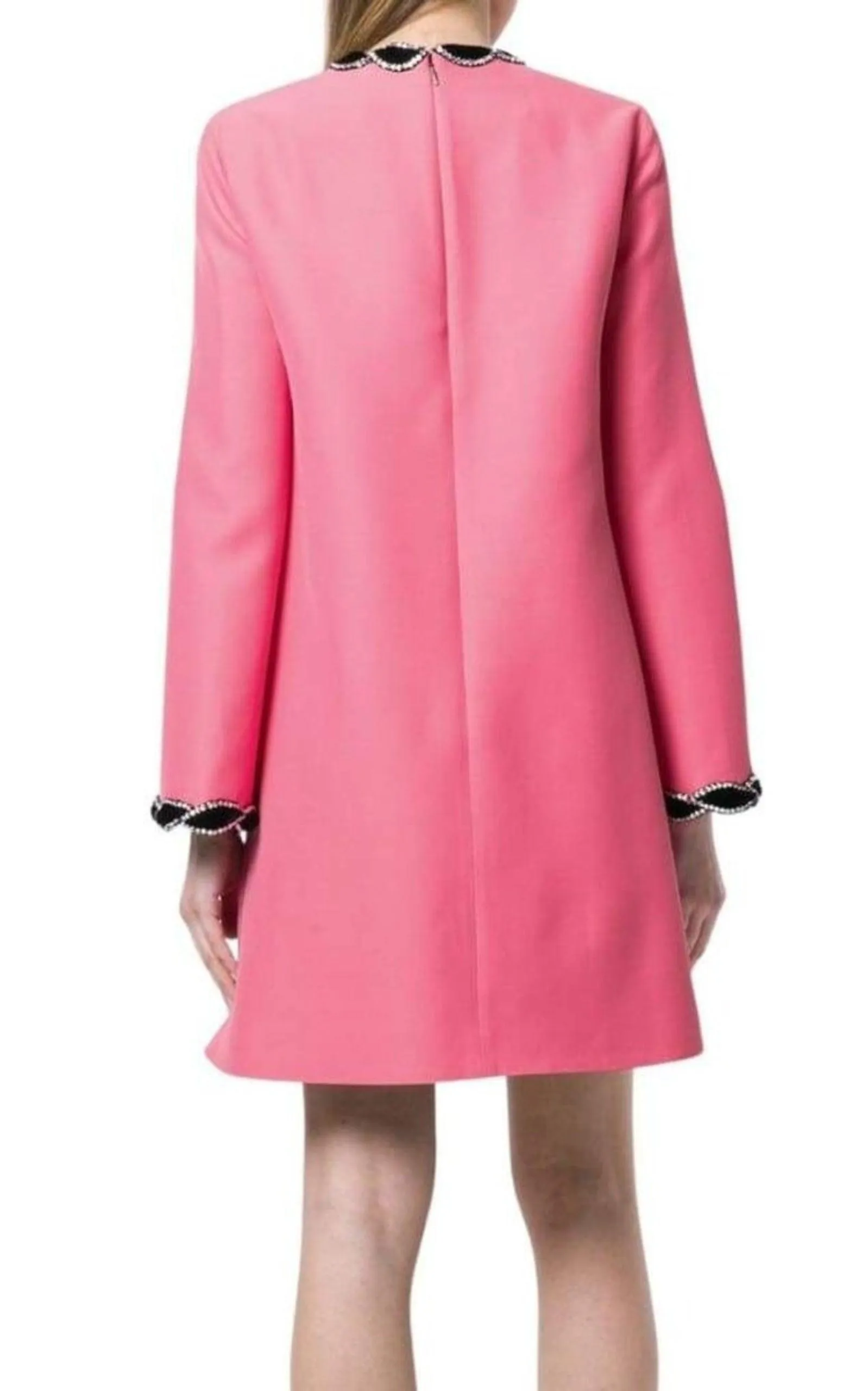 Pink Velvet Trim Dress