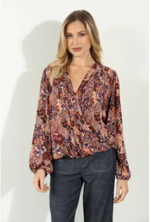 Pleated Surplice Top | Mica Print