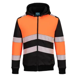 Portwest PW377 PW3 Zipped Class 1 Winter Hoodie - Orange/Black