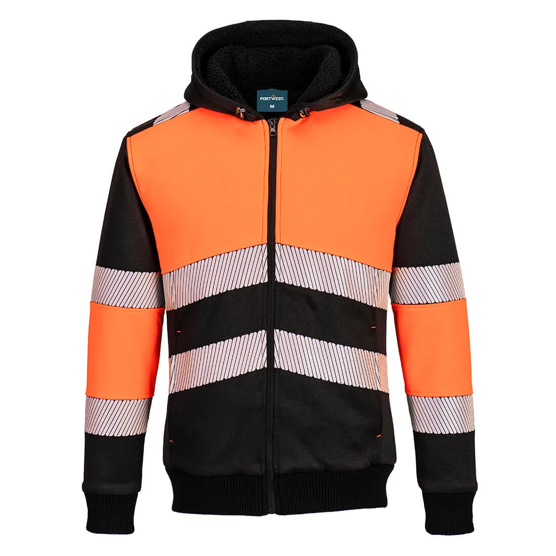 Portwest PW377 PW3 Zipped Class 1 Winter Hoodie - Orange/Black