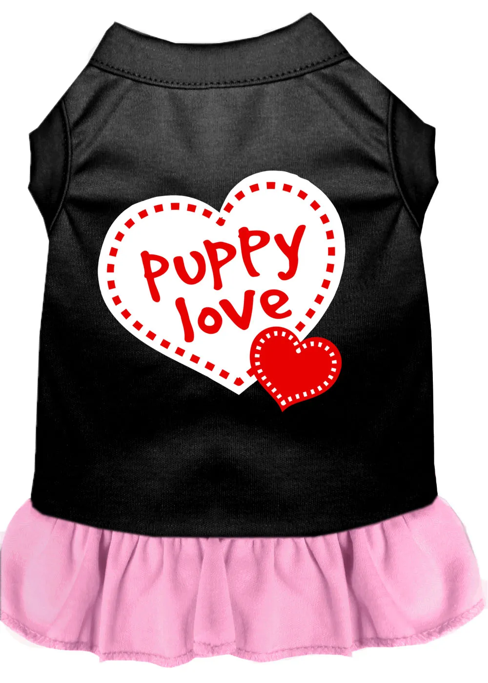 Puppy Love Screen Print Dog Dress Black With Light Pink Xxxl