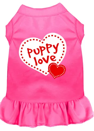 Puppy Love Screen Print Dress Bright Pink Xs