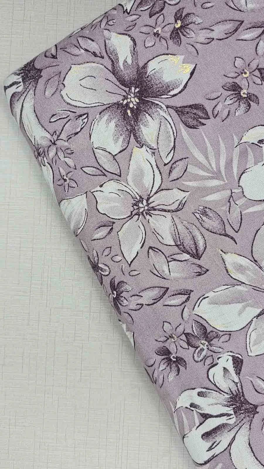 Purple floral with  white flowers
