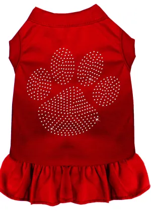 Rhinestone Clear Paw Dress Red Xxl
