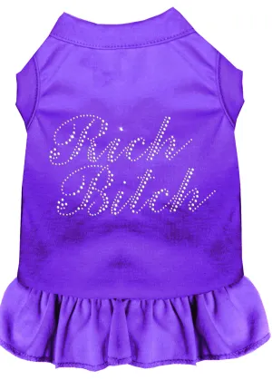 Rhinestone Rich Bitch Dress Purple Xxl