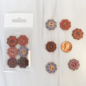 Scalloped Edge Wooden Button 3/4"