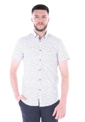 Sparrow Short Sleeve Stretch Shirt - White / Navy